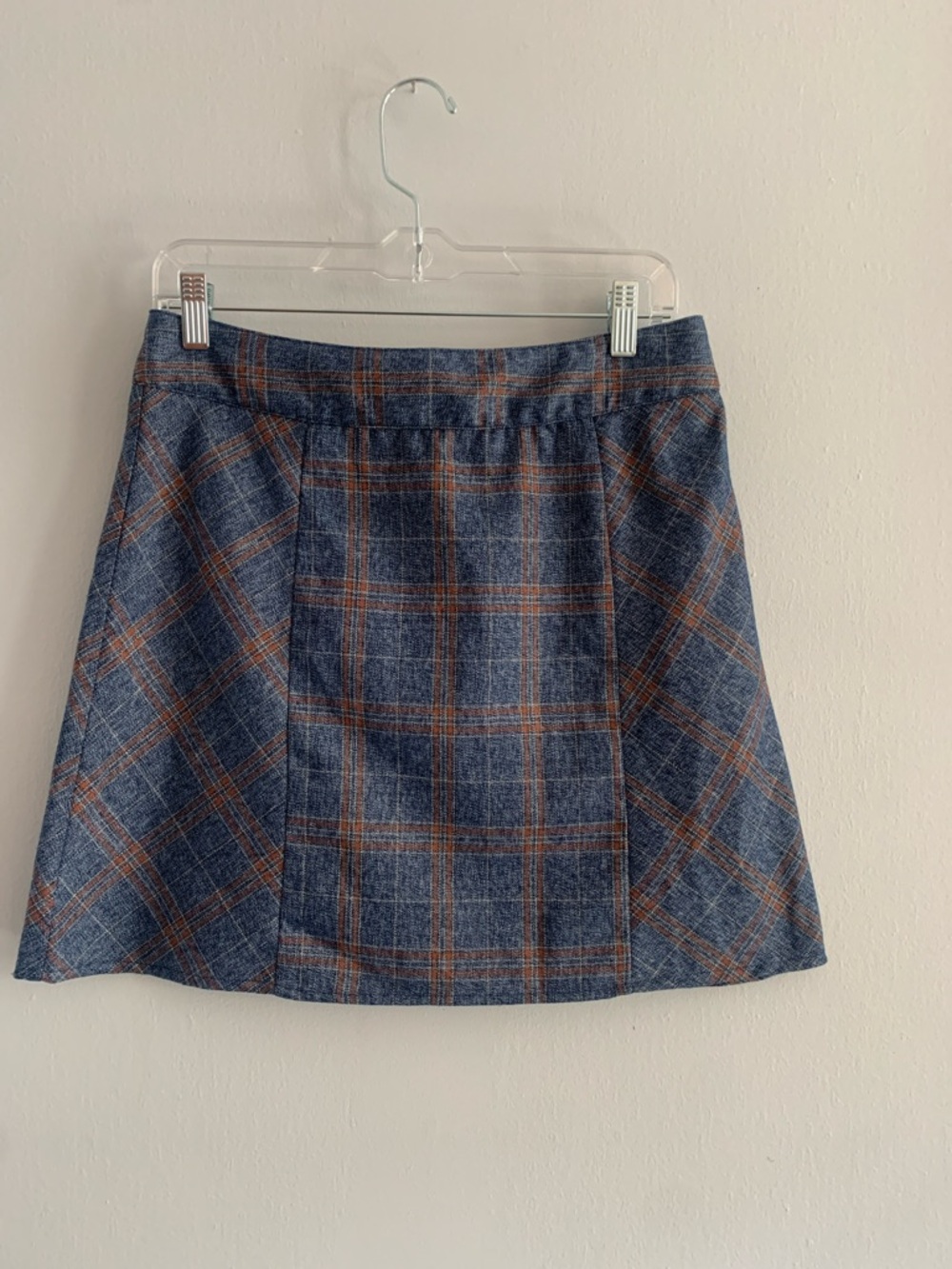 LUCCA Blue Plaid A-Line Skirt